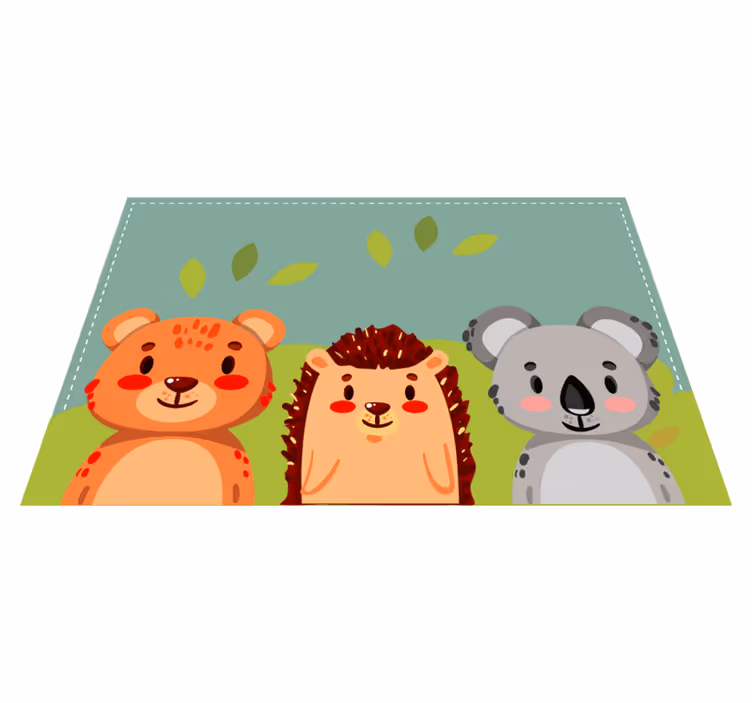 Individuais de mesa infantis amigos animais fofos - TenStickers