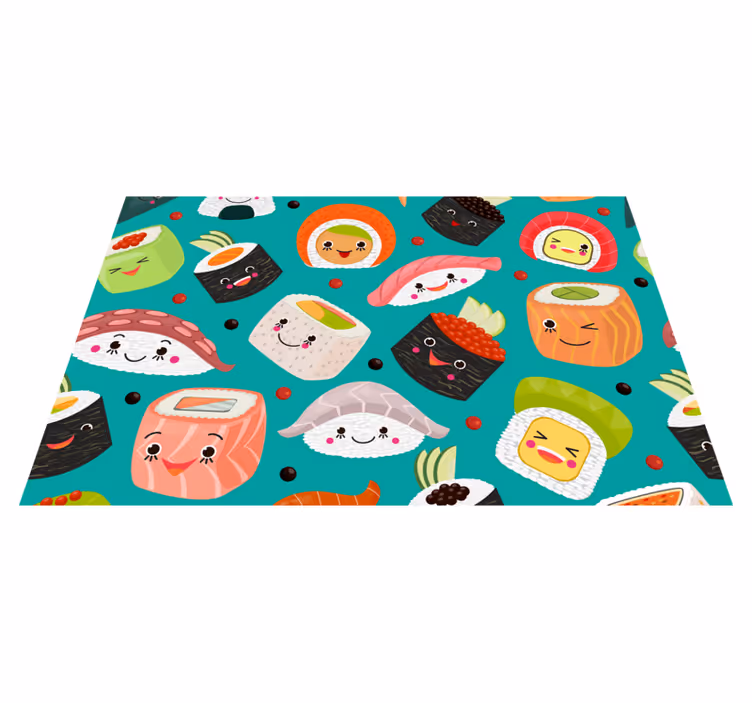 Individuais de mesa infantis personagens de sushi fofos - TenStickers