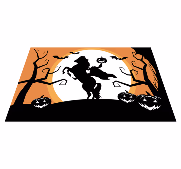 Individual de mesa halloween cavalo segurando abóbora - TenStickers