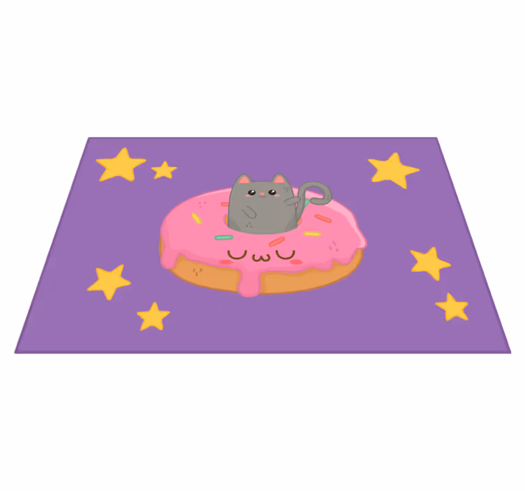 Individuais de mesa infantis donut de gato fofo - TenStickers