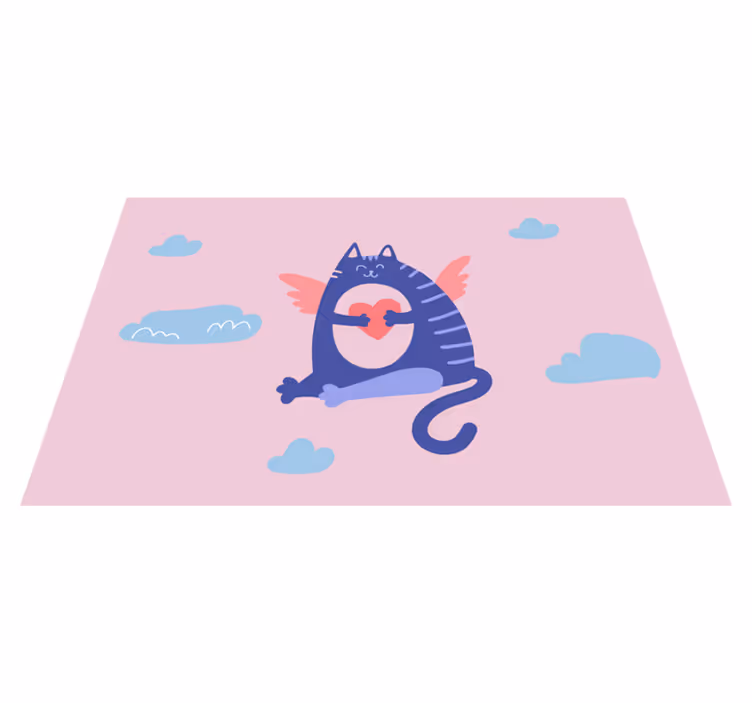 Individuais de mesa infantis gato voador com coração - TenStickers