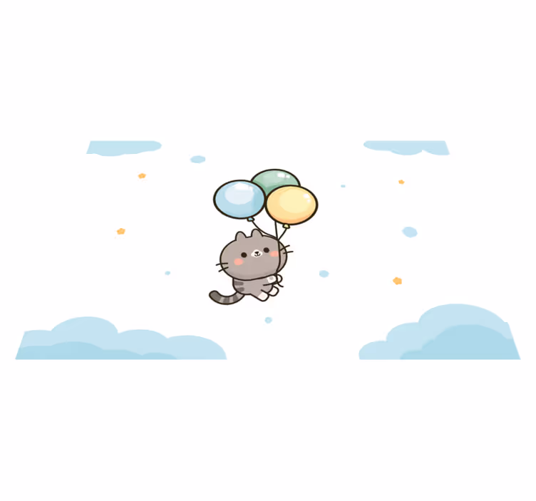 Individuais de mesa infantis balões de gato fofos - TenStickers