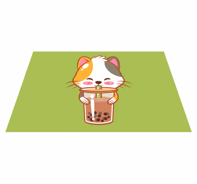 Individuais de mesa infantis gato fofo bebida - TenStickers
