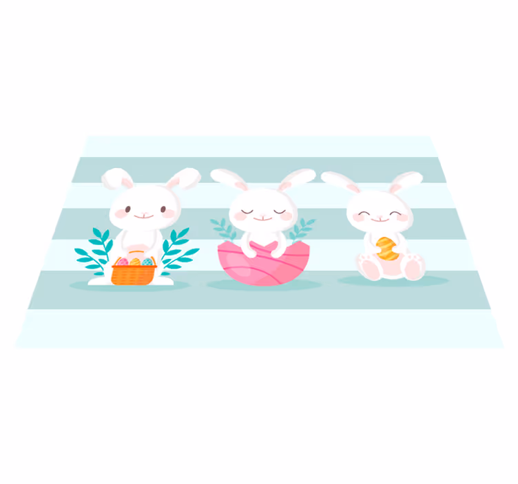 Individuais de mesa infantis com personagens de coelho fofos - TenStickers