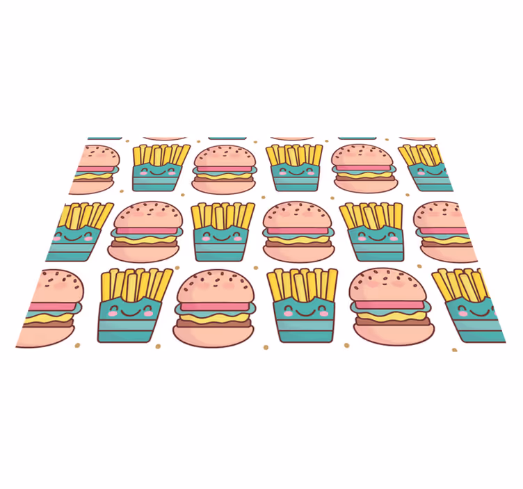 Individuais de mesa infantis padrão de hambúrguer feliz - TenStickers