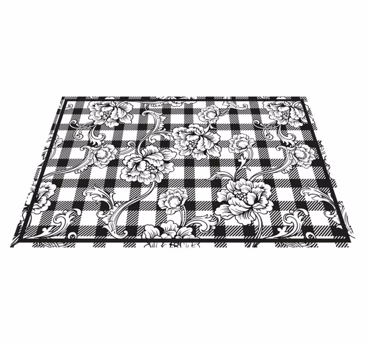 Individuais de mesa originais padrão xadrez floral - TenStickers