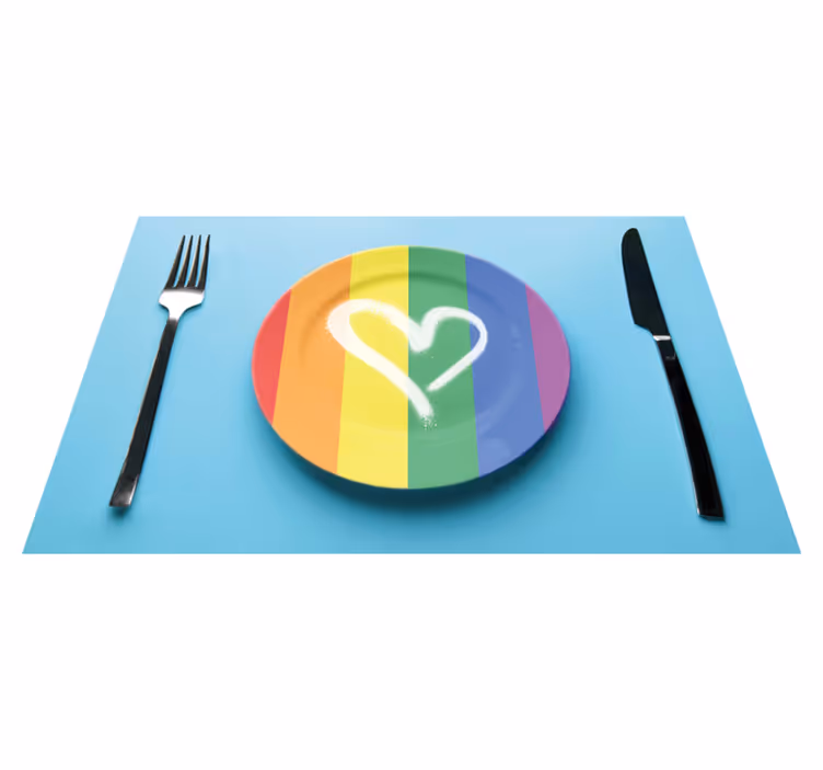 Individuais de mesa originais prato coração arco-Íris - TenStickers