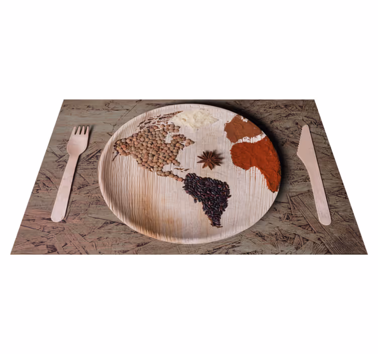 Individuais de mesa originais ingredientes do mapa mundial - TenStickers
