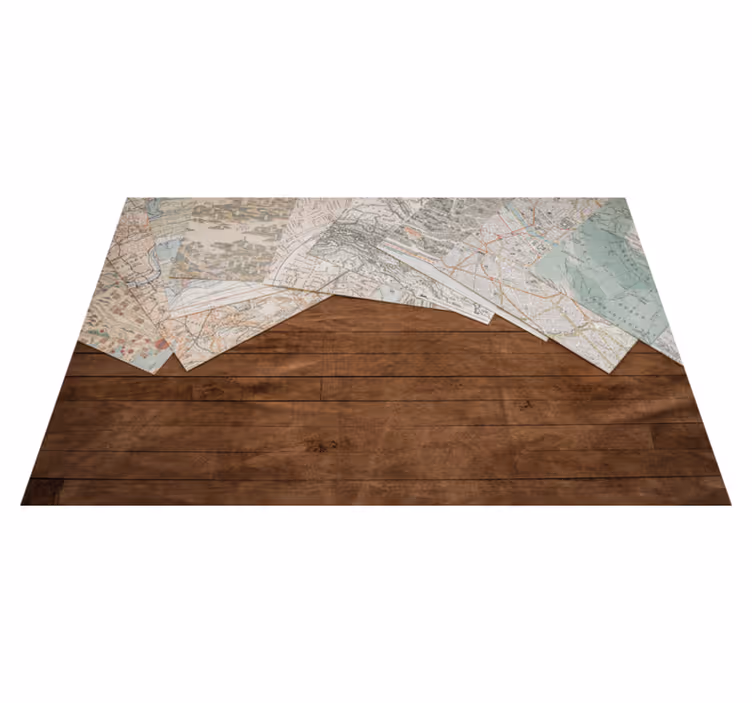 Individuais de mesa de texturas camadas de mapa vintage - TenStickers