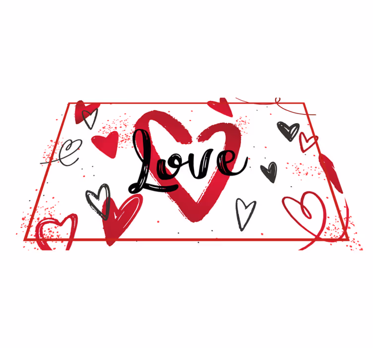 Individuais de mesa originais Coração vermelho com amor escrito - TenStickers