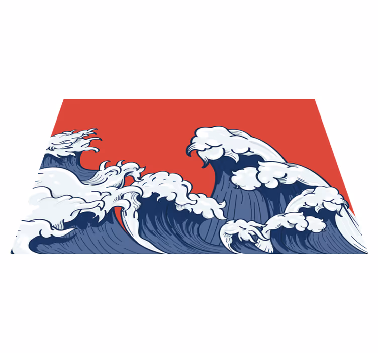 Individuais de mesa originais onda vermelha de kanagawa - TenStickers
