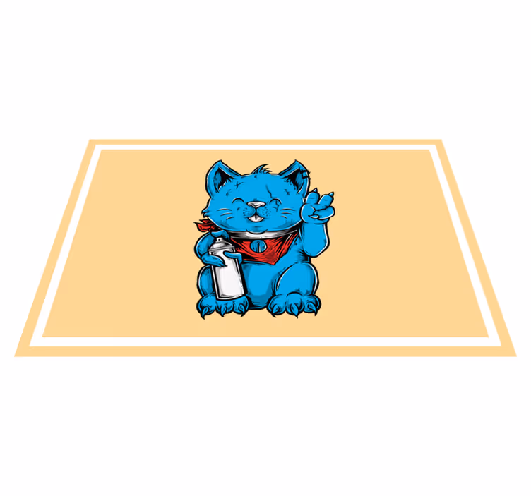 Individuais de mesa infantis gato azul alegre - TenStickers