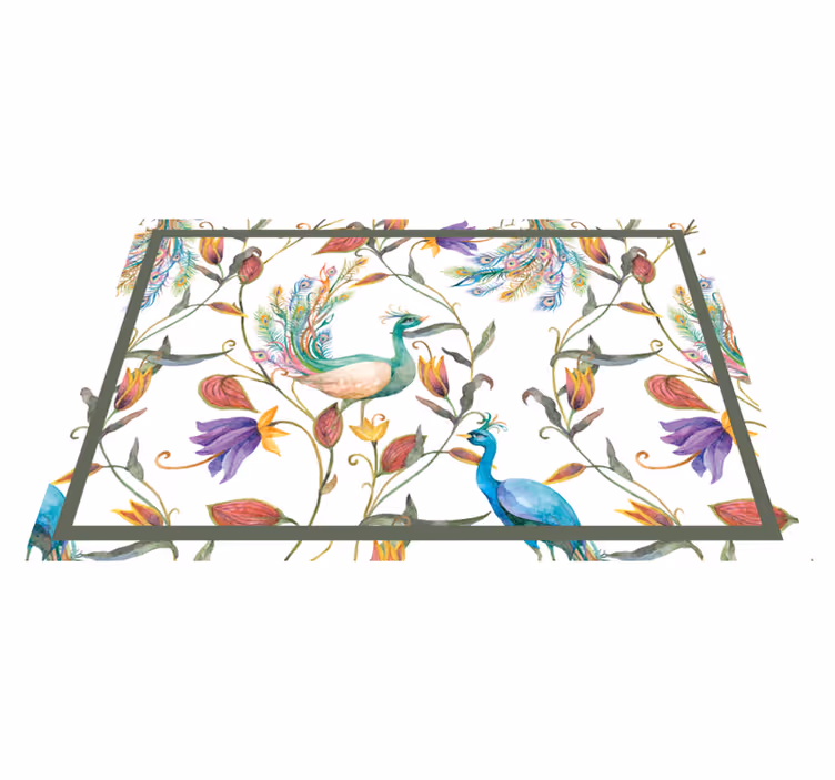 Individuais de mesa originais padrão floral de pavão - TenStickers