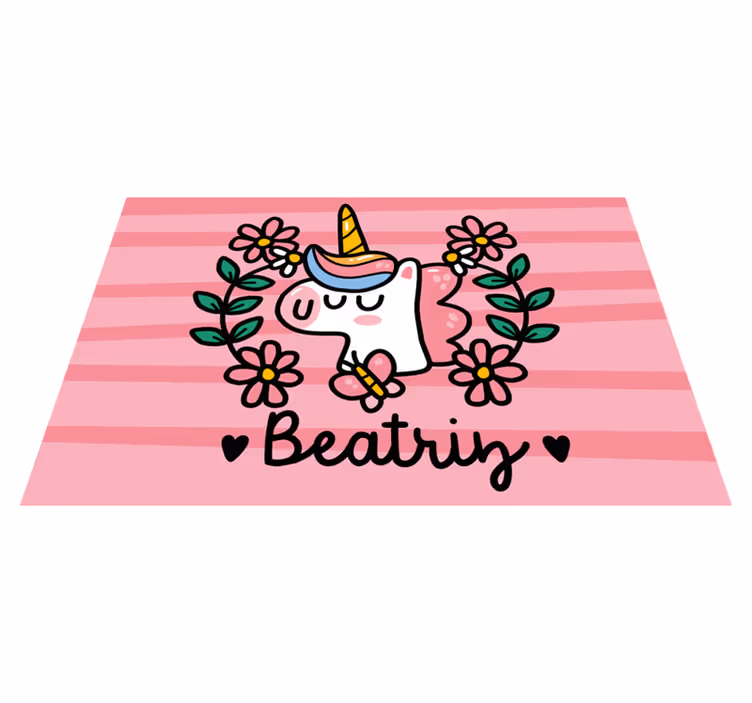 Individuais de mesa infantis unicórnio lúdico com flores - TenStickers