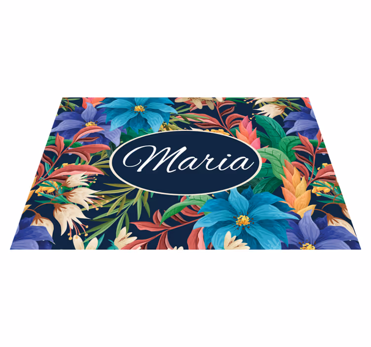 Individuais de mesa com nome prato floral personalizado - TenStickers