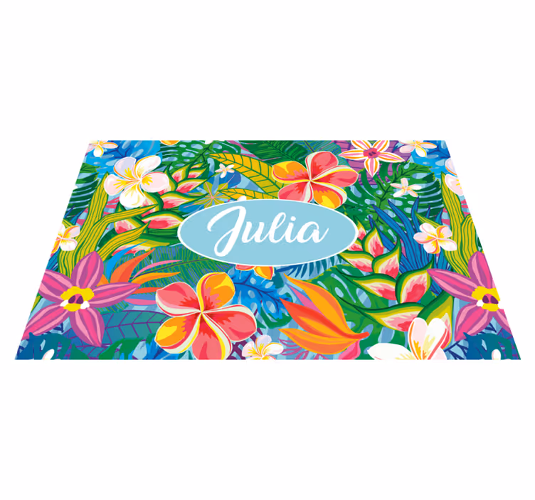 Individuais de mesa com nome floral tropical personalizado - TenStickers