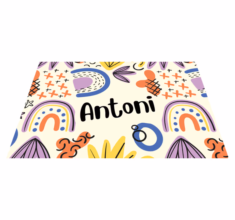 Individuais de mesa infantis com padrões de nomes coloridos - TenStickers