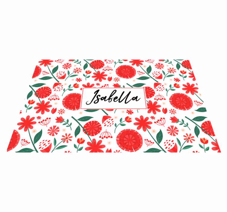 Individuais de mesa com nome arte floral personalizada - TenStickers