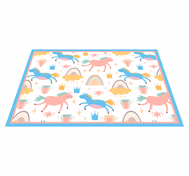 Individuais de mesa infantis unicórnios coloridos correndo - TenStickers