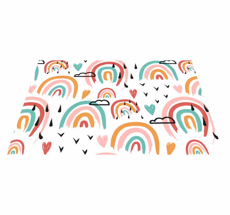 Individuais de mesa infantis padrão coração arco-íris - TenStickers