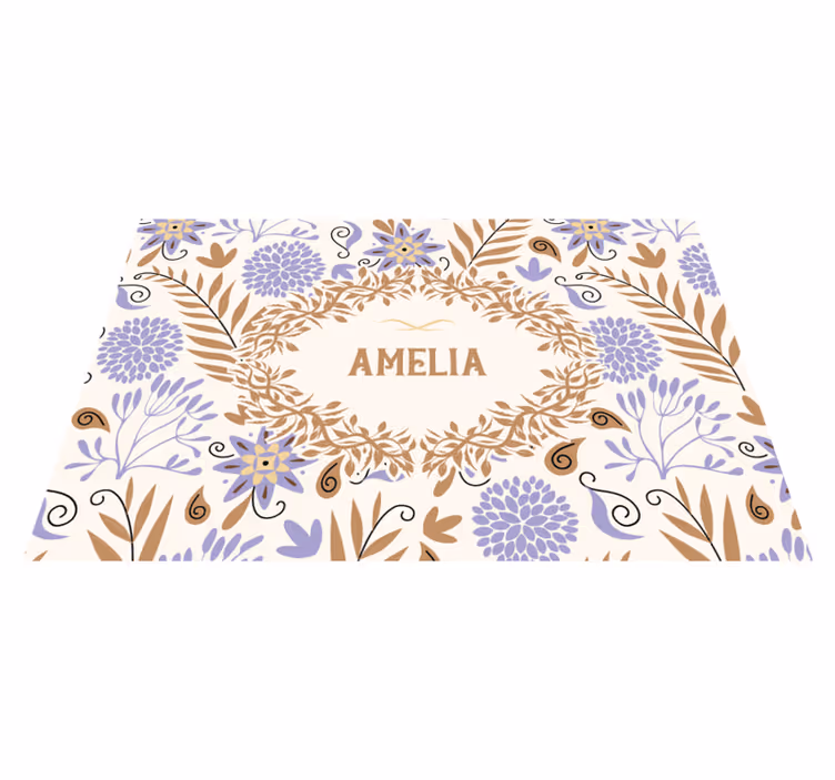Individuais de mesa com nome Flores vintage pintadas à mão - TenStickers