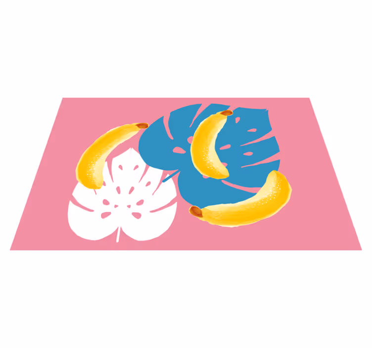 Individuais de mesa originais Banana em fundo rosa - TenStickers
