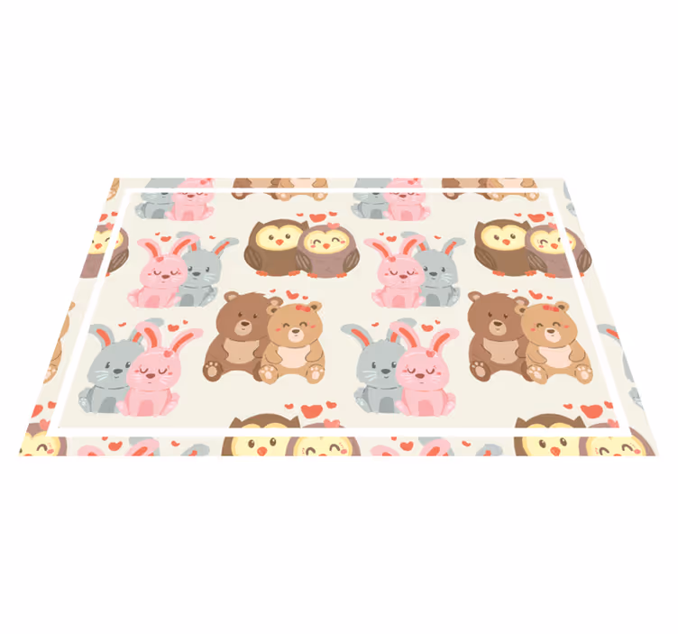 Individuais de mesa infantis Urso coruja coelho lindo - TenStickers