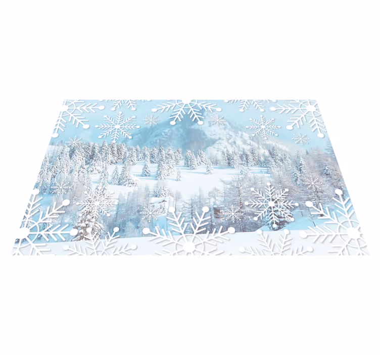 Individuais de mesa de natal cena de inverno com flocos - TenStickers