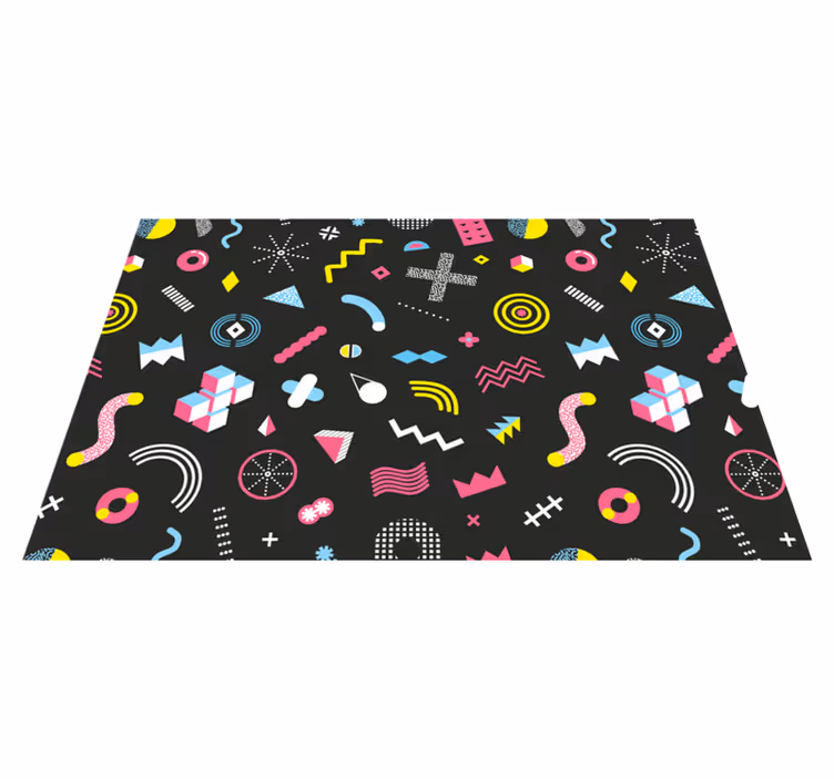 individuais de mesa com padrão geométrico colorido de memphis - TenStickers