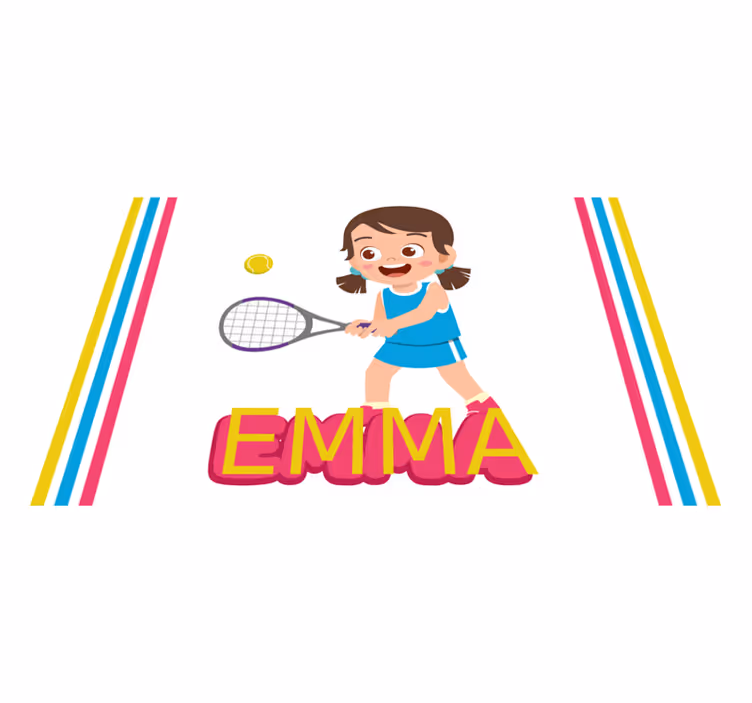 Individuais de mesa infantis jogador de tênis feliz - TenStickers