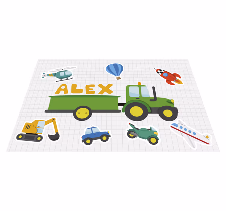 Individuais de mesa nome diferentes transportes - TenStickers