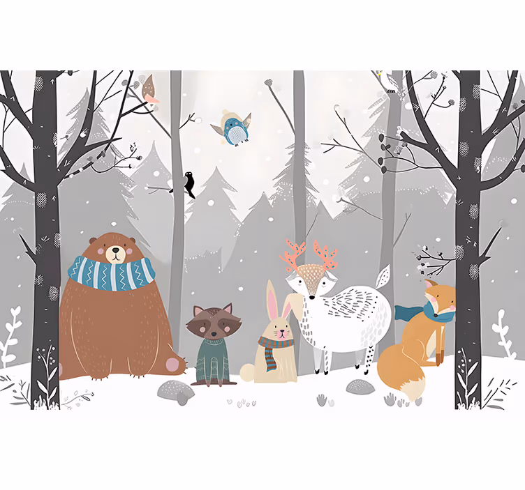 Mural de parede bebés desenho de animais da floresta - TenStickers