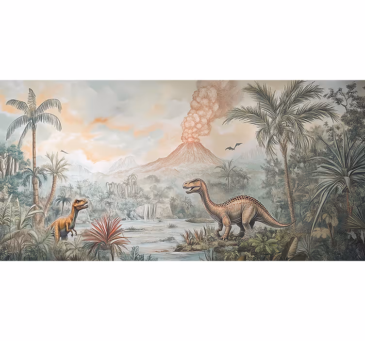 Mural de parede infantil paisagem jurássica - TenStickers