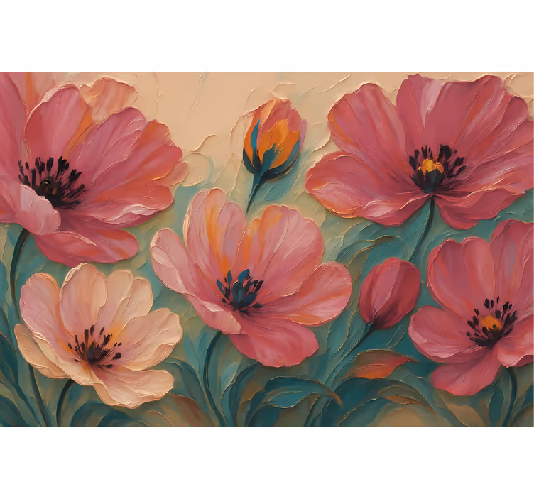Fotomurais para casa de banho arte de flores pintadas - TenStickers
