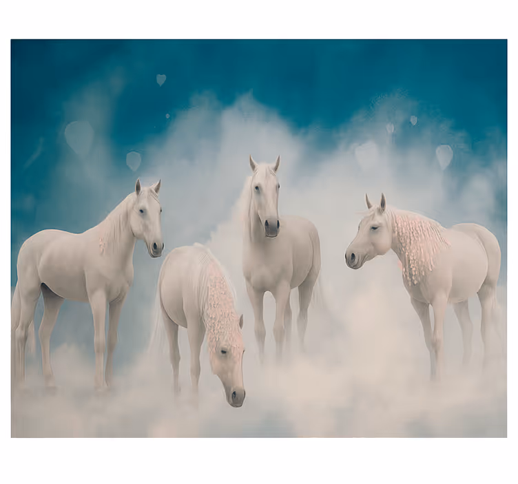 Mural de parede juvenis cavalos brancos mágicos - TenStickers