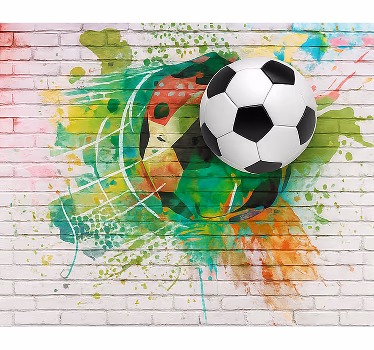Mural de parede juvenis bola de futebol multicolorida - TenStickers