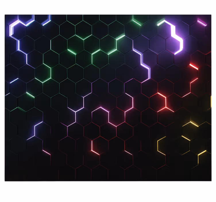 Mural de parede juvenis hexágonos 3d neon - TenStickers
