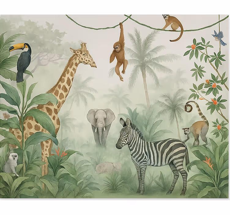 Mural de parede juvenis animais elegantes de safári - TenStickers