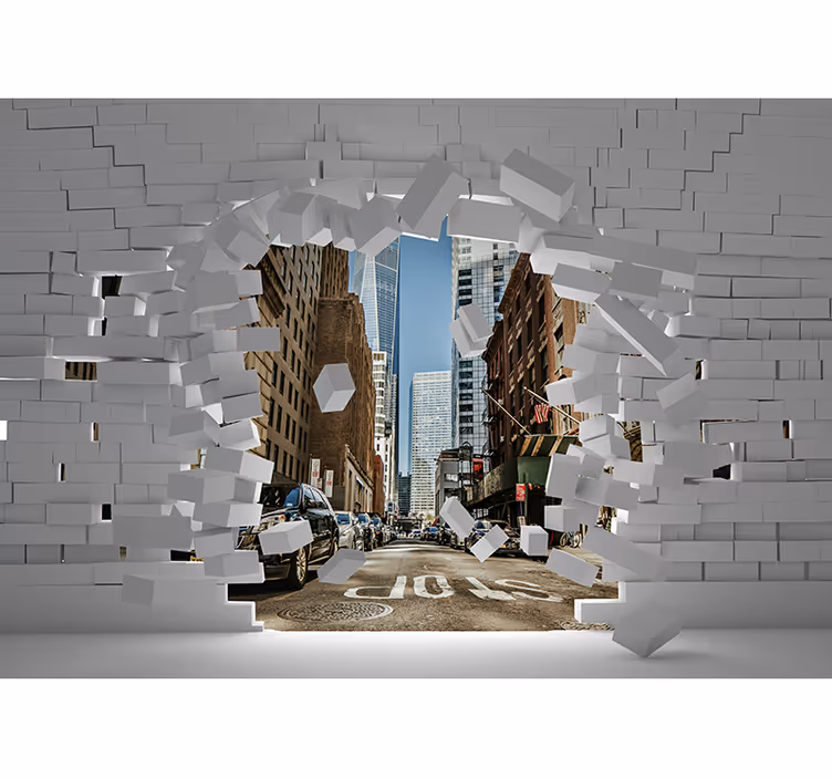 Fotomurais de lugares Cidade Através da Parede - TenStickers