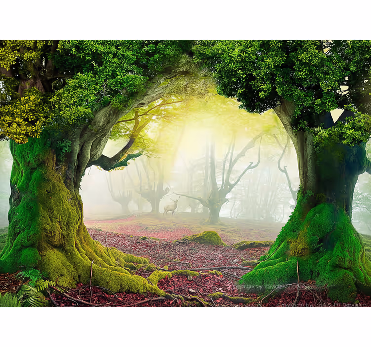 Mural de parede natureza portal da floresta eterna - TenStickers