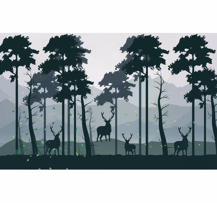 Mural de parede bosques silhueta floresta escandinava - TenStickers