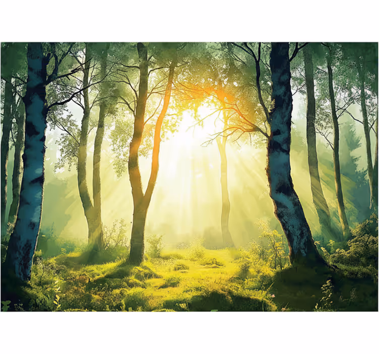 Mural de parede bosques bétula banho de sol - TenStickers