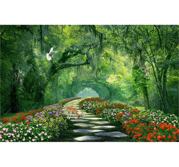 Mural de parede bosques caminho surreal na floresta - TenStickers