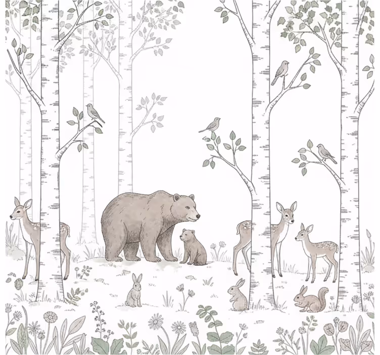 Mural de parede bosques esboço lúdico de floresta - TenStickers