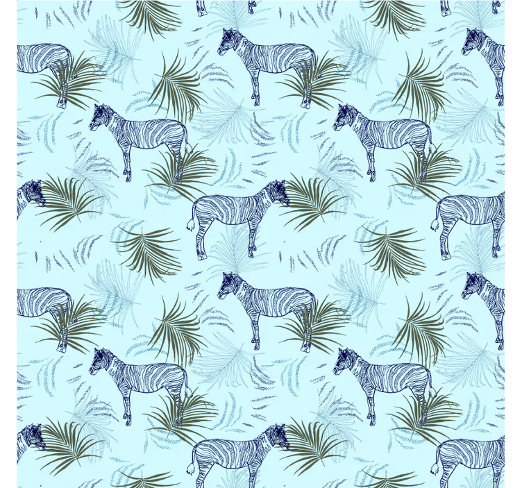 Mural de parede africano padrão de palma azul zebra - TenStickers