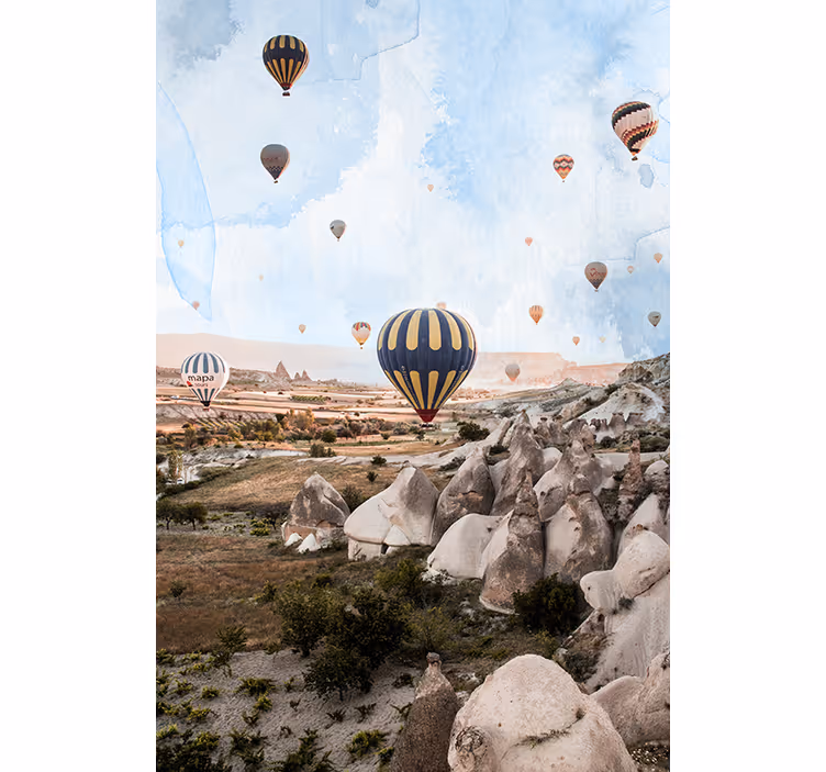 Mural de parede desertos e balões de ar da capadócia - TenStickers