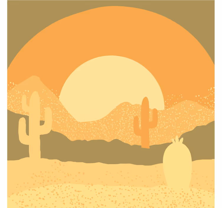 Mural de parede desertos pôr do sol e silhueta de cacto - TenStickers