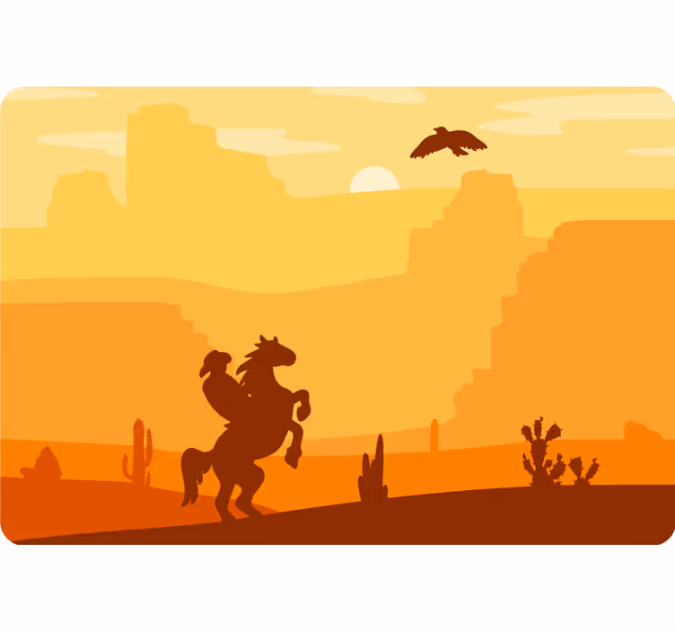 Mural de parede desertos paisagem de cowboy laptop - TenStickers