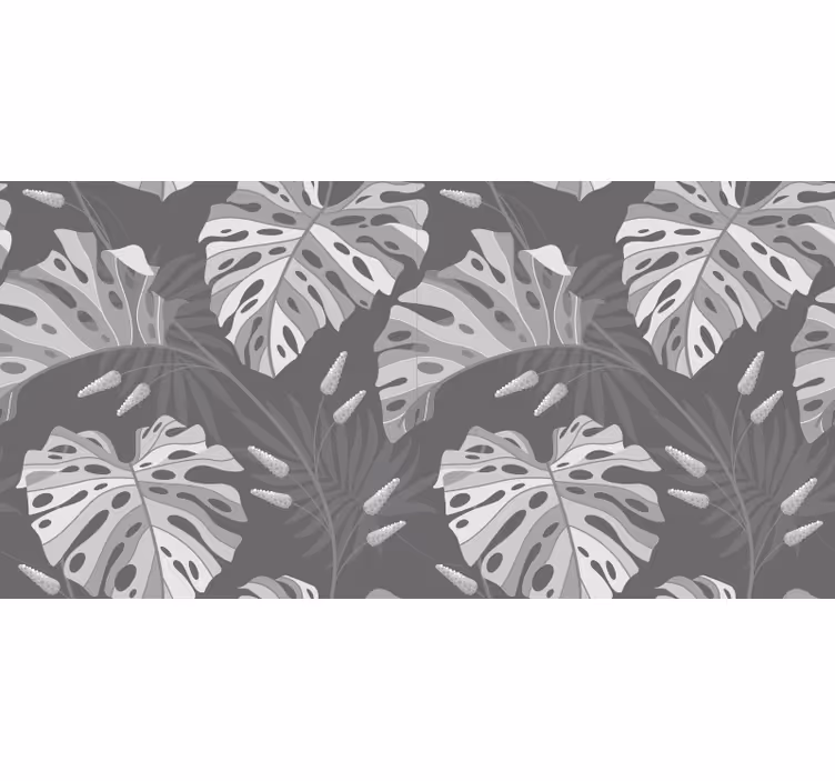 Fotomural selva folhas tropicais cinzas - TenStickers