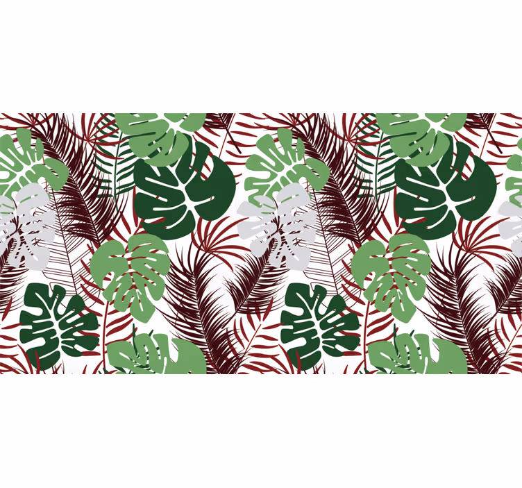 Fotomural selva folhas de monstera com ramos vermelhos - TenStickers